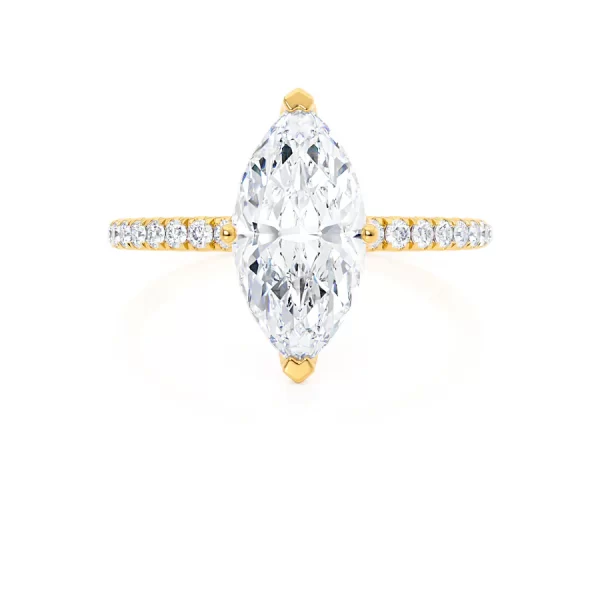 MACY Marquise Lab Diamond 18k Yellow Gold Petite Solitaire - Image 4