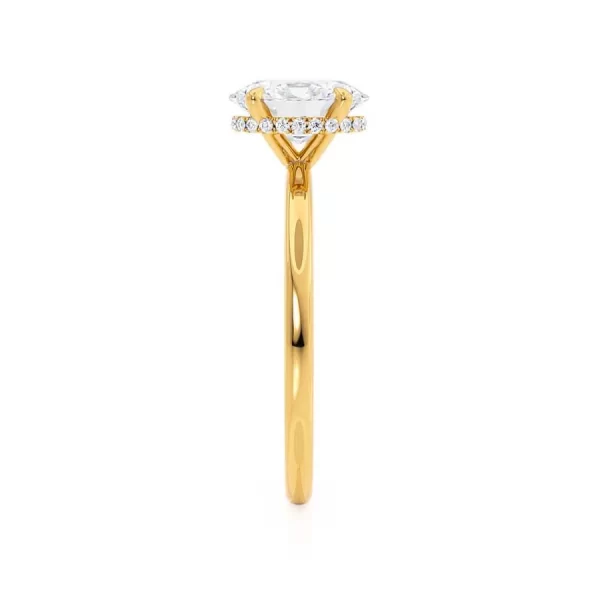 PARIS Oval Moissanite & Diamond 18k Yellow Gold Hidden Halo - Image 3