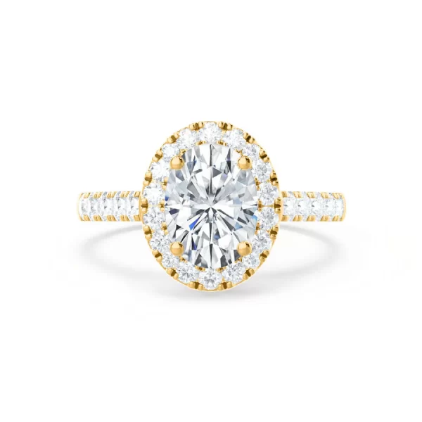 ROSA Oval Moissanite & Diamond 18k Yellow Gold Halo Ring - Image 3