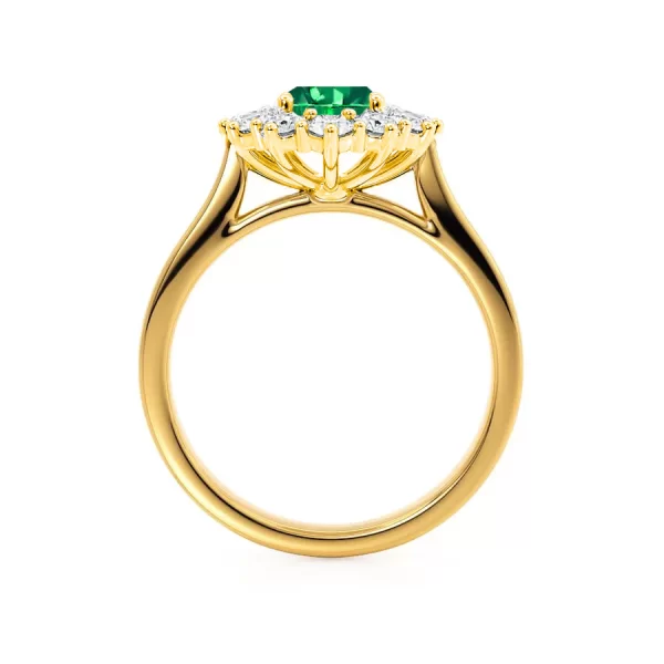 DIANA Chatham® Emerald & Lab Diamond 18k Yellow Gold Halo - Image 3