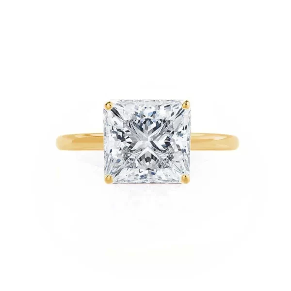 LULU Princess Lab Diamond 18k Yellow Gold Petite Solitaire - Image 5