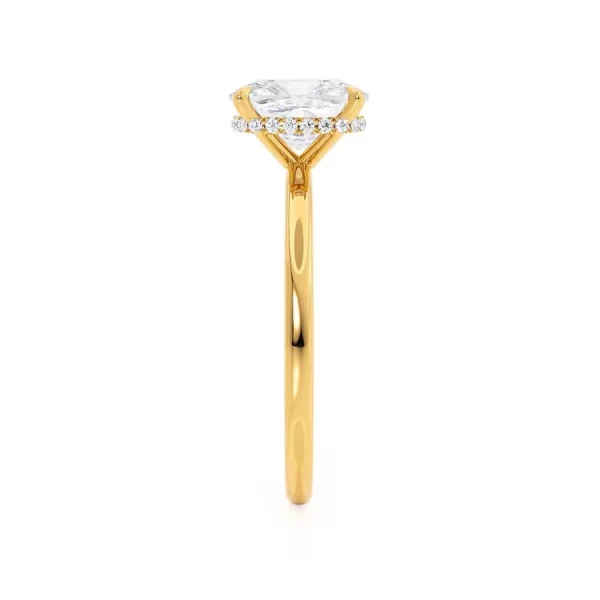 PARIS Elongated Cushion Moissanite & Diamond 18k Yellow Gold Hidden Halo - Image 3