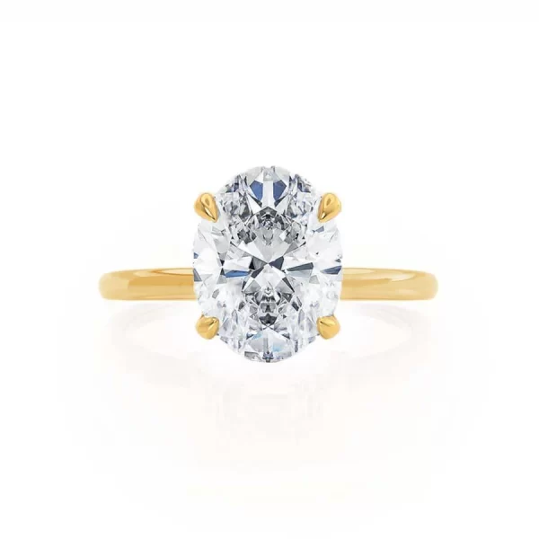 PARIS Oval Moissanite & Diamond 18k Yellow Gold Hidden Halo - Image 4