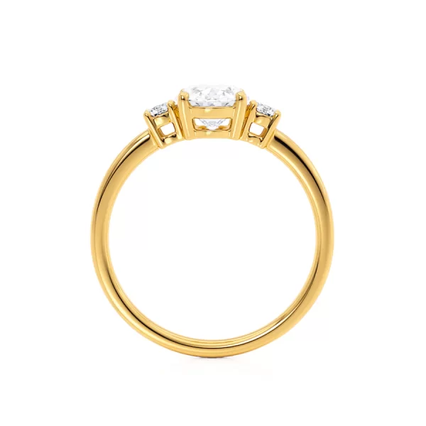 LOUELLA Moissanite Oval Petite Trilogy Engagement Ring 18k Yellow Gold - Image 4