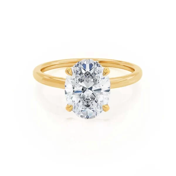 PARIS Oval Moissanite & Diamond 18k Yellow Gold Hidden Halo - Image 5