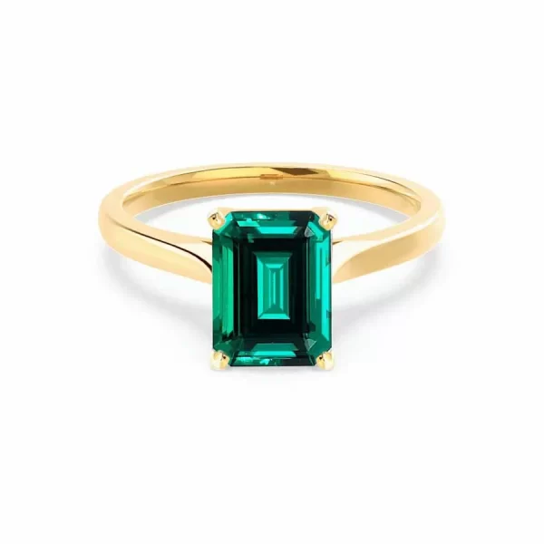 FLORENCE Chatham® Green Emerald 18K Yellow Gold Solitaire