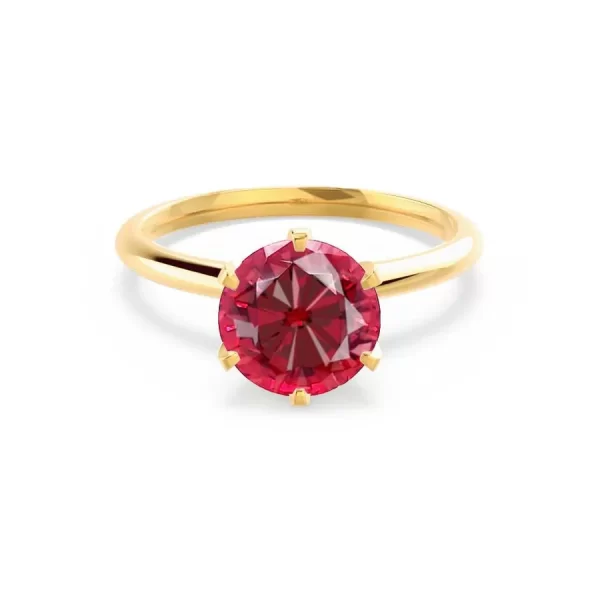 LILLIE Chatham® Ruby 18k Yellow Gold 6 Prong Knife Edge Solitaire Ring