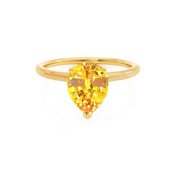 LULU Chatham® Pear Yellow Sapphire 18k Yellow Gold Petite Solitaire Ring