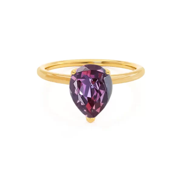 LULU Chatham® Pear Alexandrite 18k Yellow Gold Petite Solitaire Ring