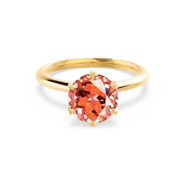 LILLIE Chatham® Padparadscha Sapphire 18k Yellow Gold 6 Prong Knife Edge Solitaire Ring