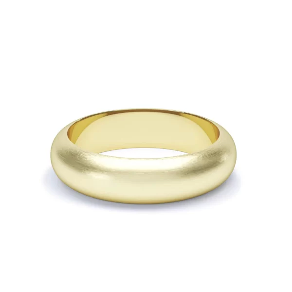 D Shape Profile Satin Polish Wedding Ring 18k Yellow Gold