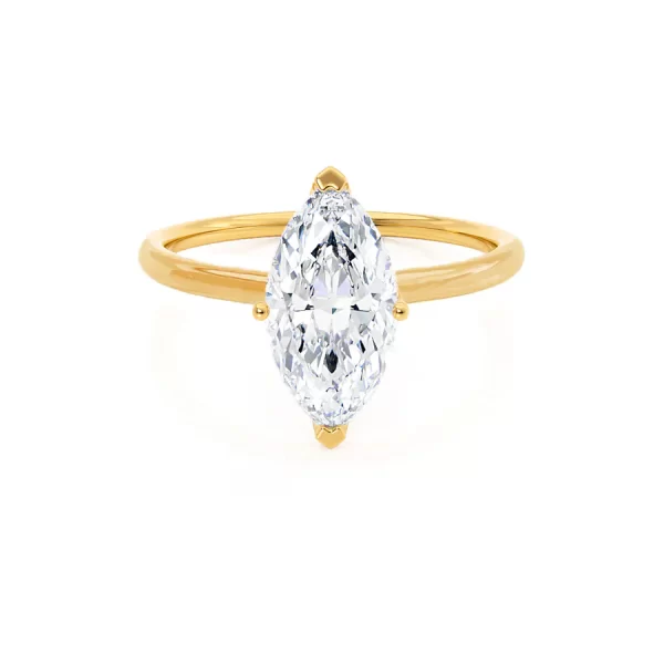 LULU Marquise Lab Diamond 18k Yellow Gold Petite Solitaire