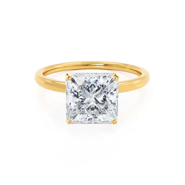 LULU Princess Lab Diamond 18k Yellow Gold Petite Solitaire